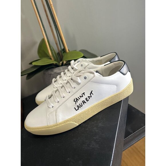 Saint Laurent Court Classic Sl/06 Embroidered Sneakers White Womens 36 6 - Picture 7 of 14